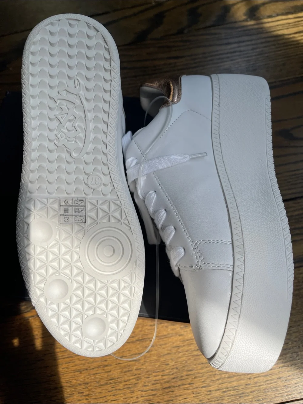 Ash White Sneakers with Rose Gold Heel - SIZE 7